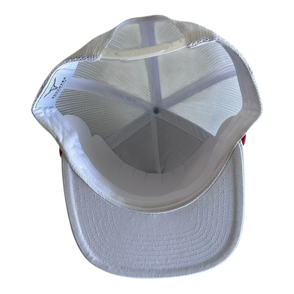 Southern String Hat Co Trucker Hat‎ White USA Patriotic American Flag